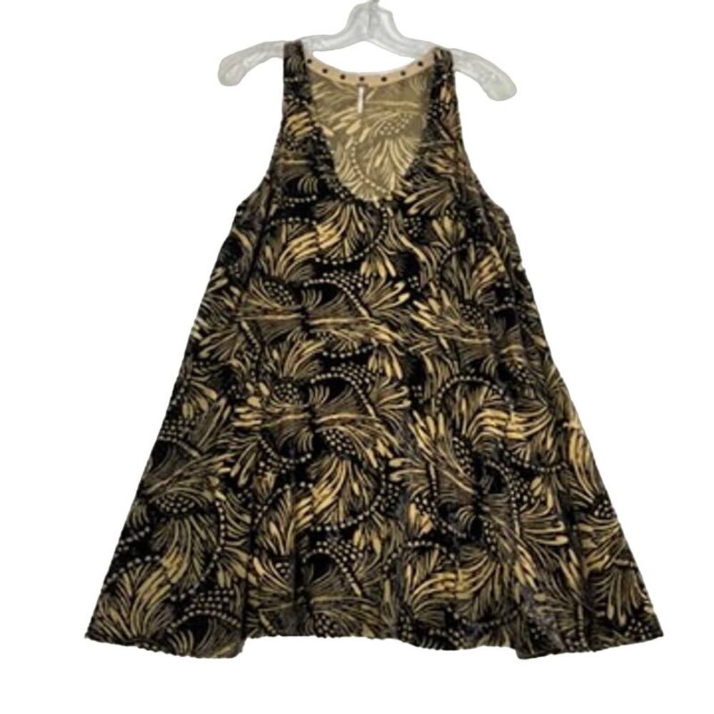 Free People Ellie Dress V Neck Sleeveless Burnout Velvet Studded Mini Small